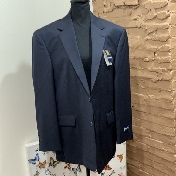 Men Navy and brown stripe blazer CLASSIC FITSTAFFORD®SIGNATURE size 42R